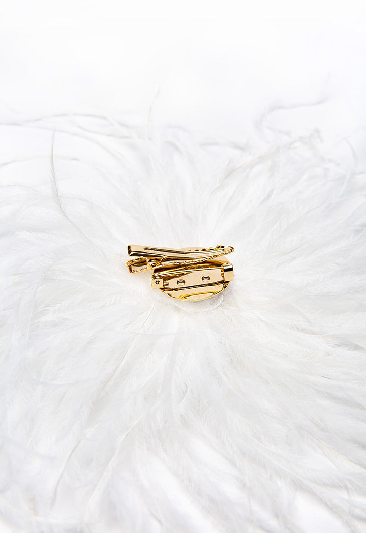 Choice Solid Feather Crystal Stud Clip  White