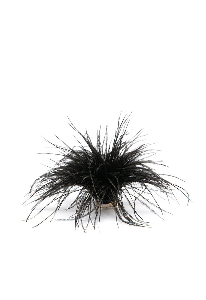 Choice Solid Feather Clip And Brooch Fascinator Black