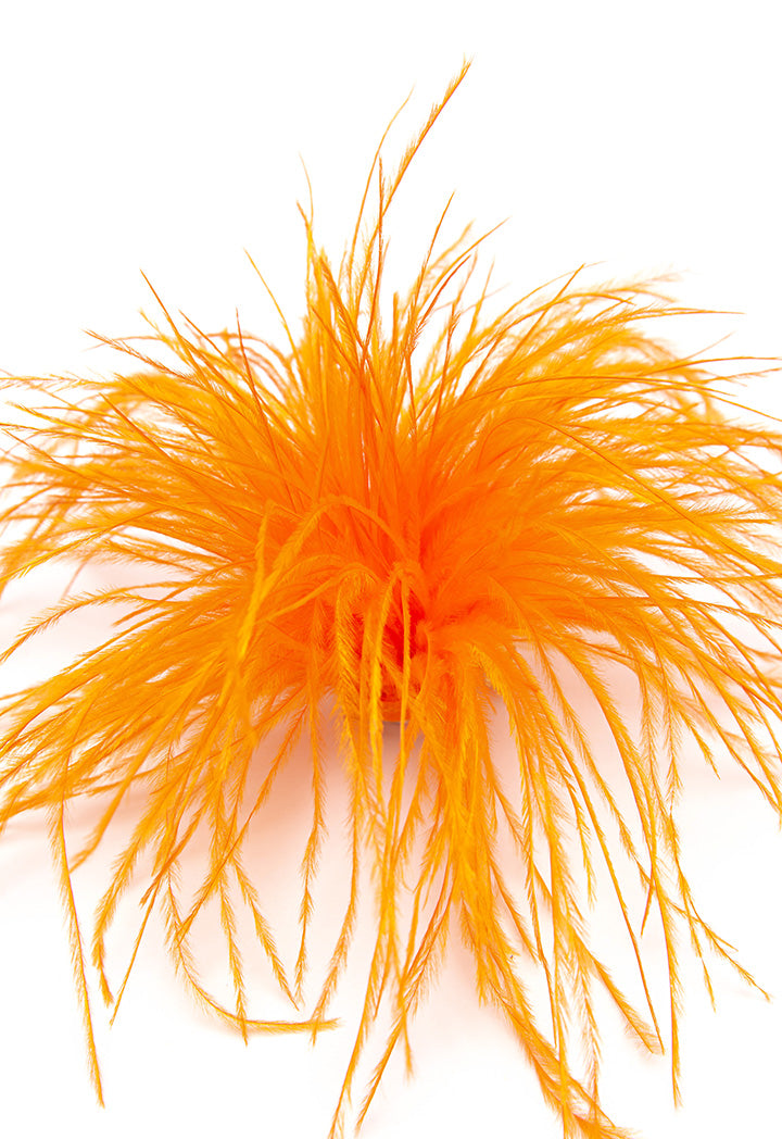 Choice Solid Feather Clip And Brooch Fascinator Orange