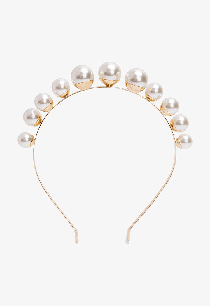 Choice Sleek Faux Pearls Hairband Off White