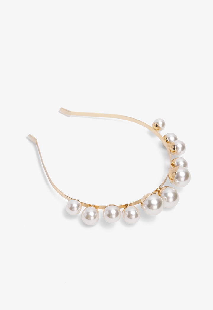 Choice Sleek Faux Pearls Hairband Off White