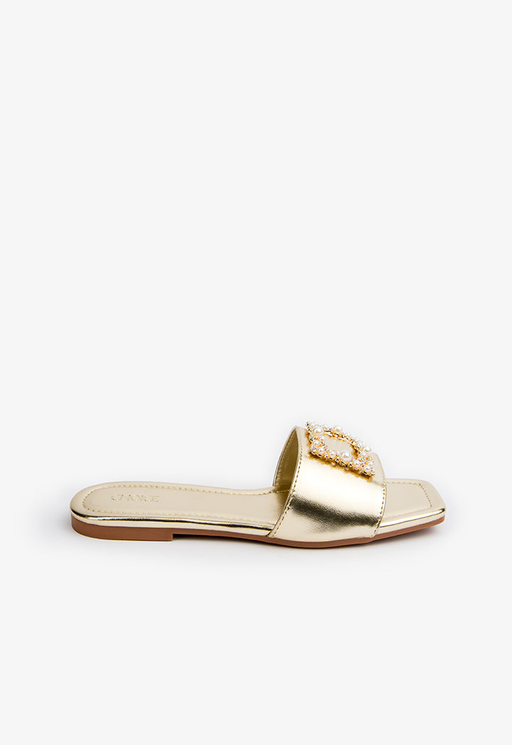 Choice Embellished Slip On Sandals Gold