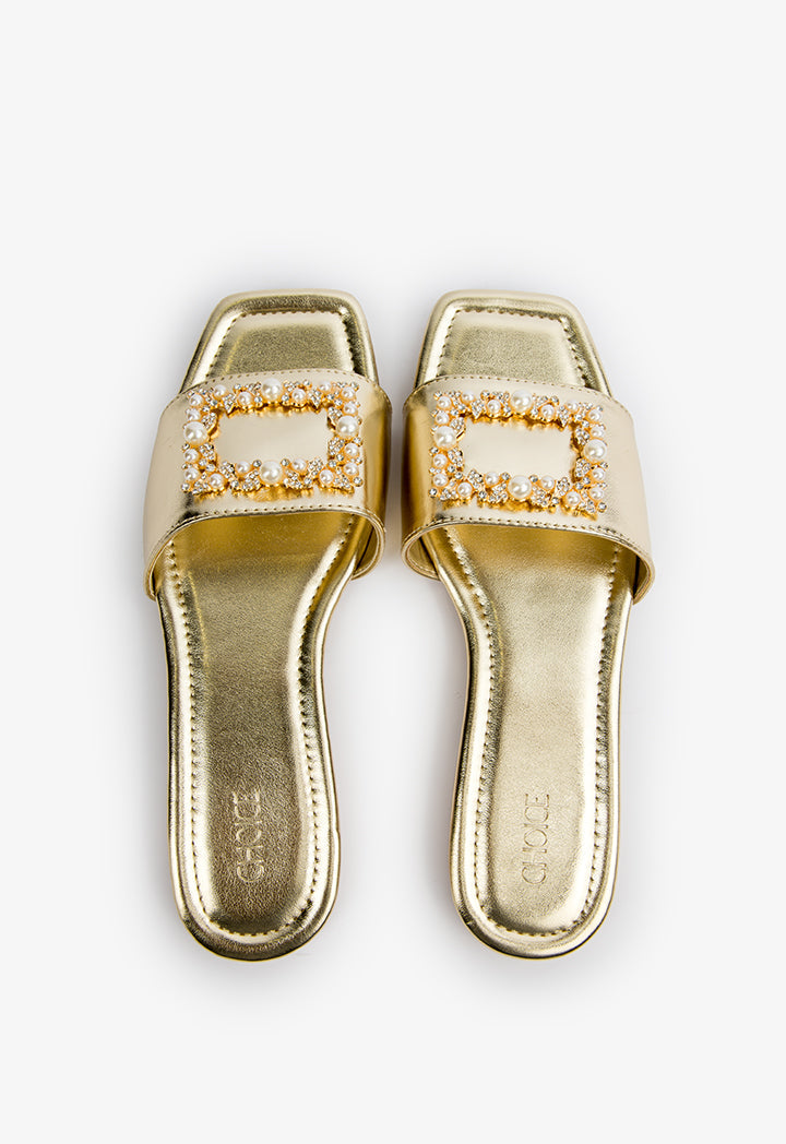 Choice Embellished Slip On Sandals Gold