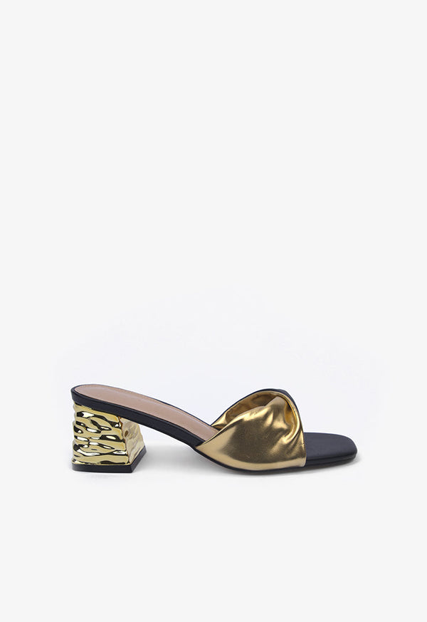 Choice Two-Toned Twist Heeled Sandals Gold