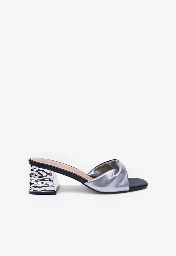 Choice Two-Toned Twist Heeled Sandals Silver