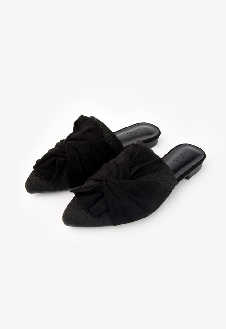 Choice Solid Fabric Bow Mules Black