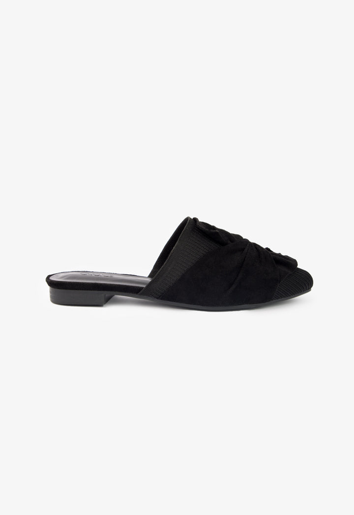 Choice Solid Fabric Bow Mules Black