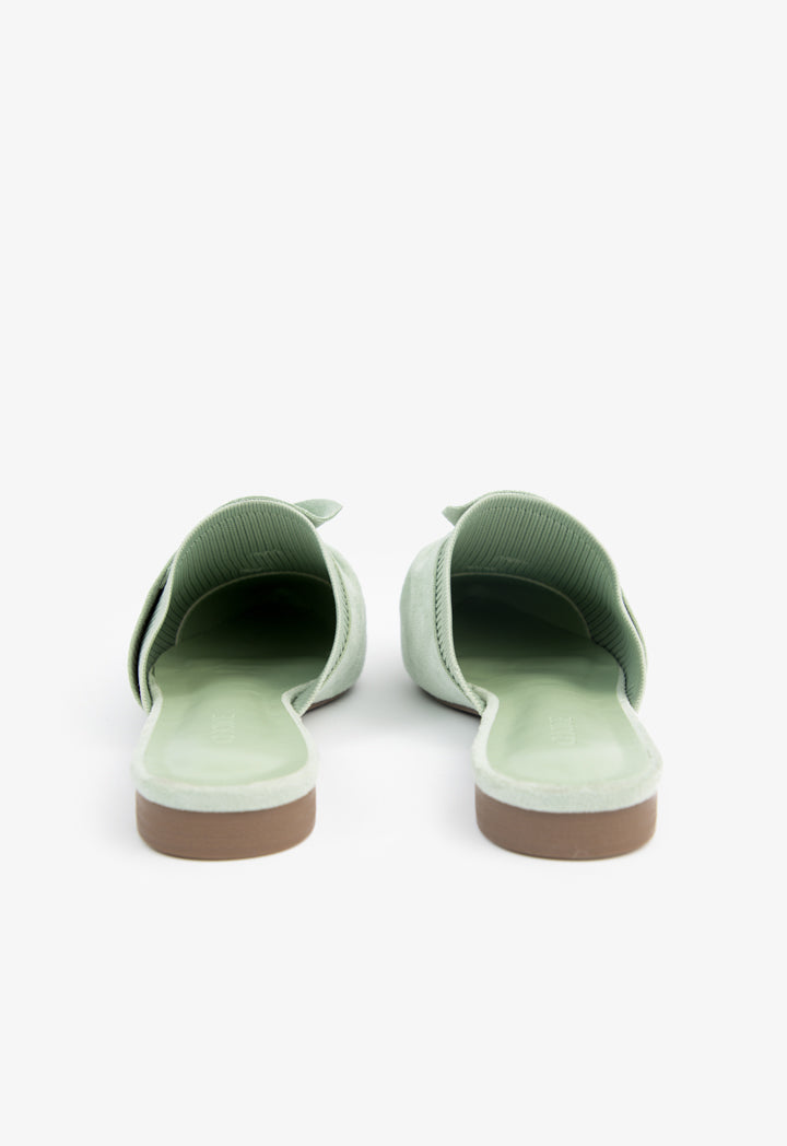 Choice Solid Fabric Bow Mules Green