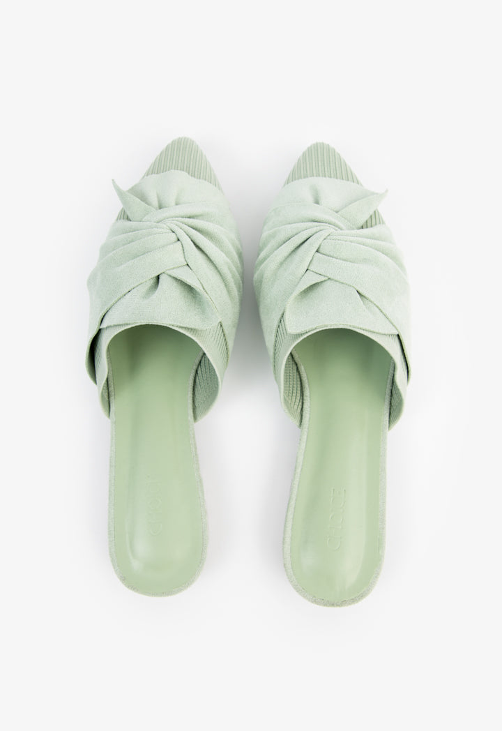 Choice Solid Fabric Bow Mules Green