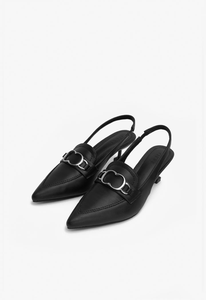 Choice Pu Leather Sling Heels Black