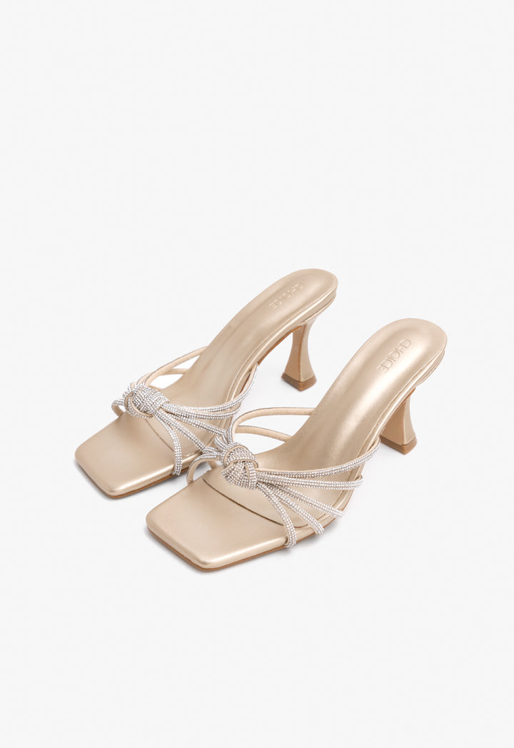 Choice Iconic Crystal Embellished Knotted Heels Gold