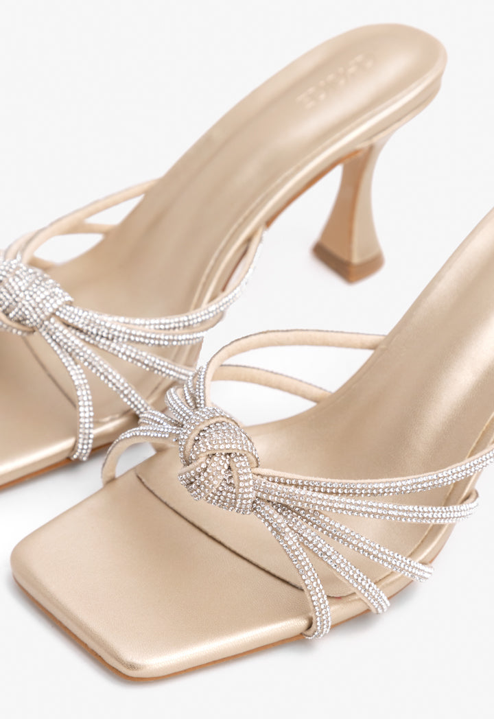 Choice Iconic Crystal Embellished Knotted Heels Gold