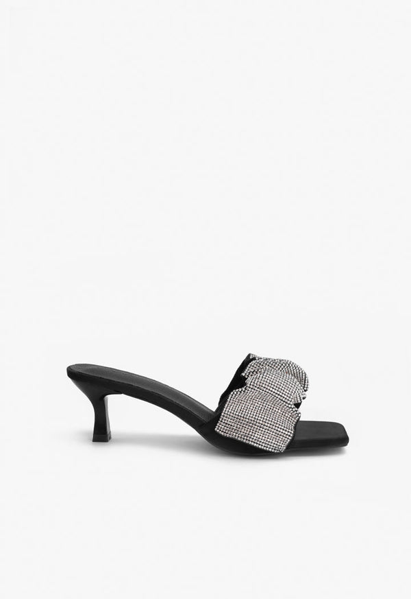 Choice Crystal Encrusted Flat Shoes Black