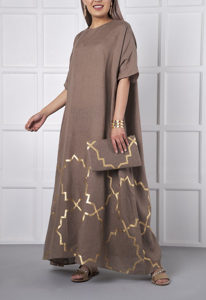 Choice Contrast Geometric Print Pouch Bag Khaki - Wardrobe Fashion
