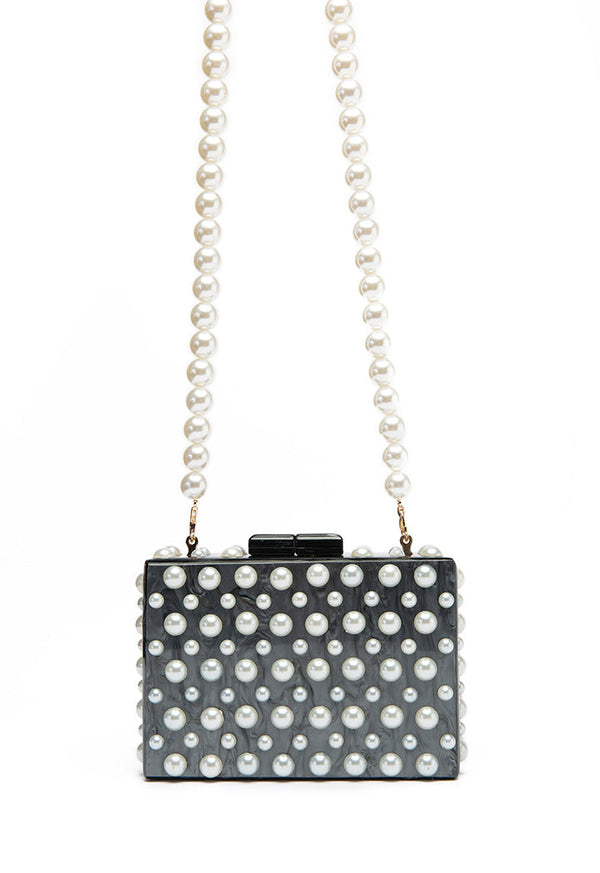 Choice Pearly Resin Clutch Bag Black