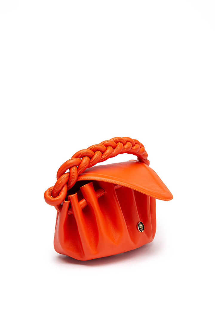 Choice Flap Top Ruched Handbag Coral