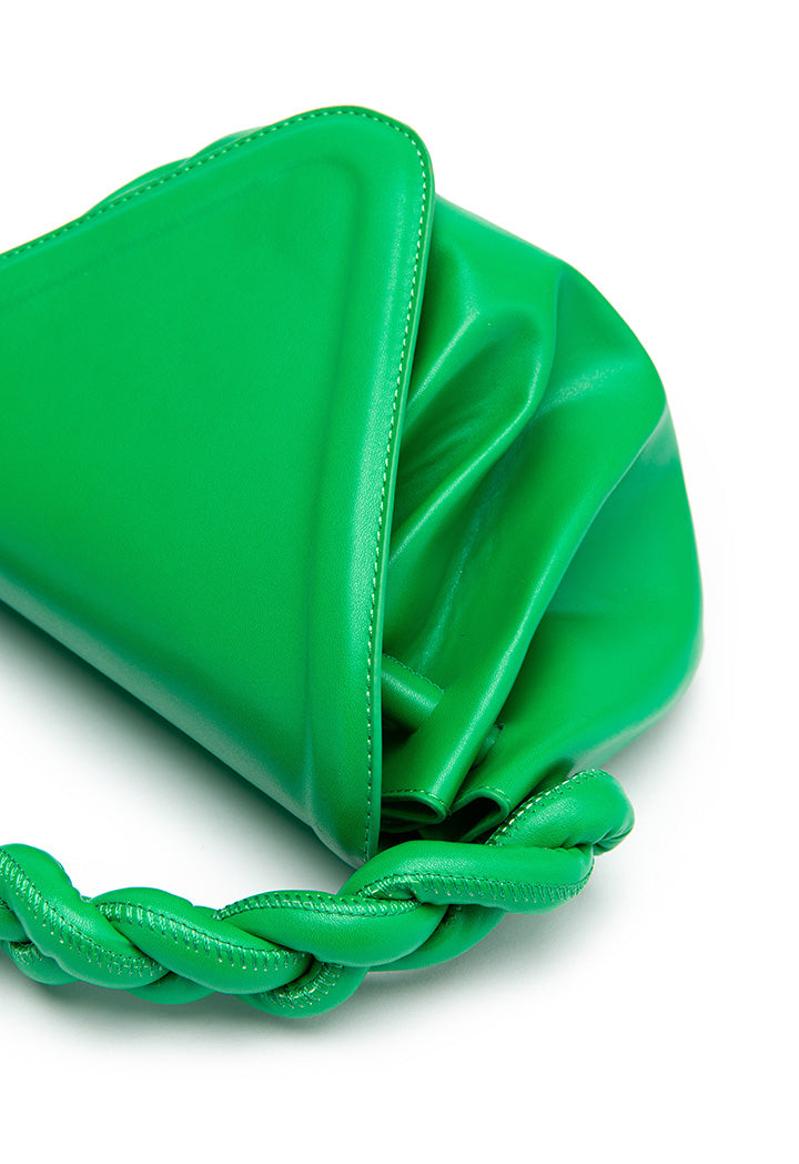 Choice Flap Top Ruched Handbag Green