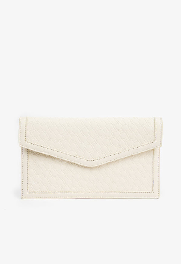 Choice Solid Textured Monogram Pouch Cream