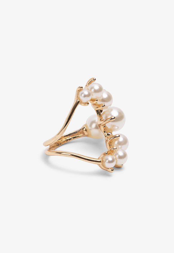 Choice Modern Faux Pearls Ring Off White