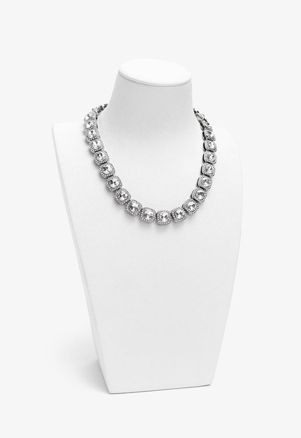 Choice Square Cut Crystal Necklace Silver