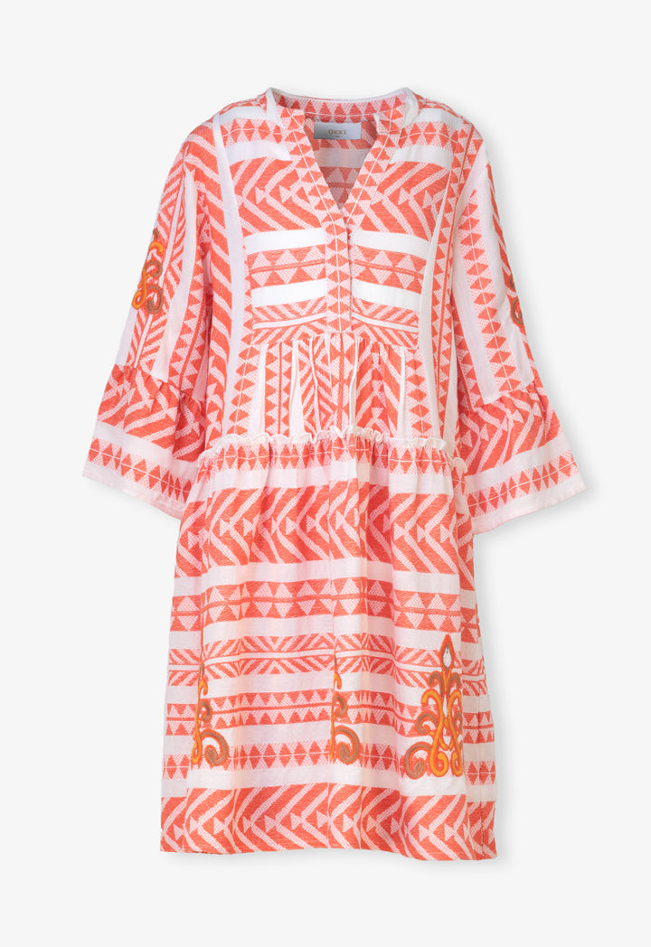 Choice Kids Contrast Long Sleeves Dress Orange