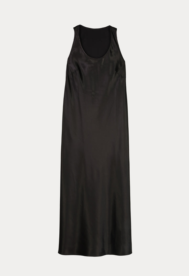 Choice Solid Sleeveless Dress Black