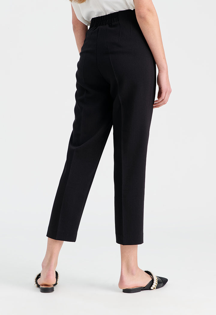 Choice Solid Trouser With Pleats At Waist Black