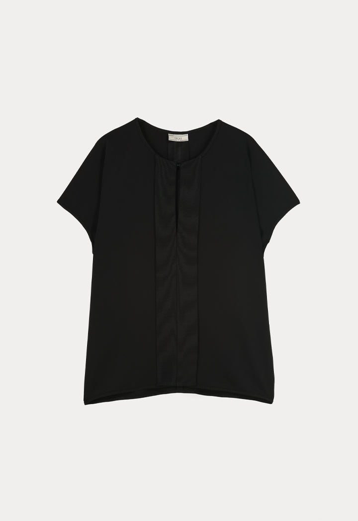 Choice Solid Crepe Loose Fit Blouse Black