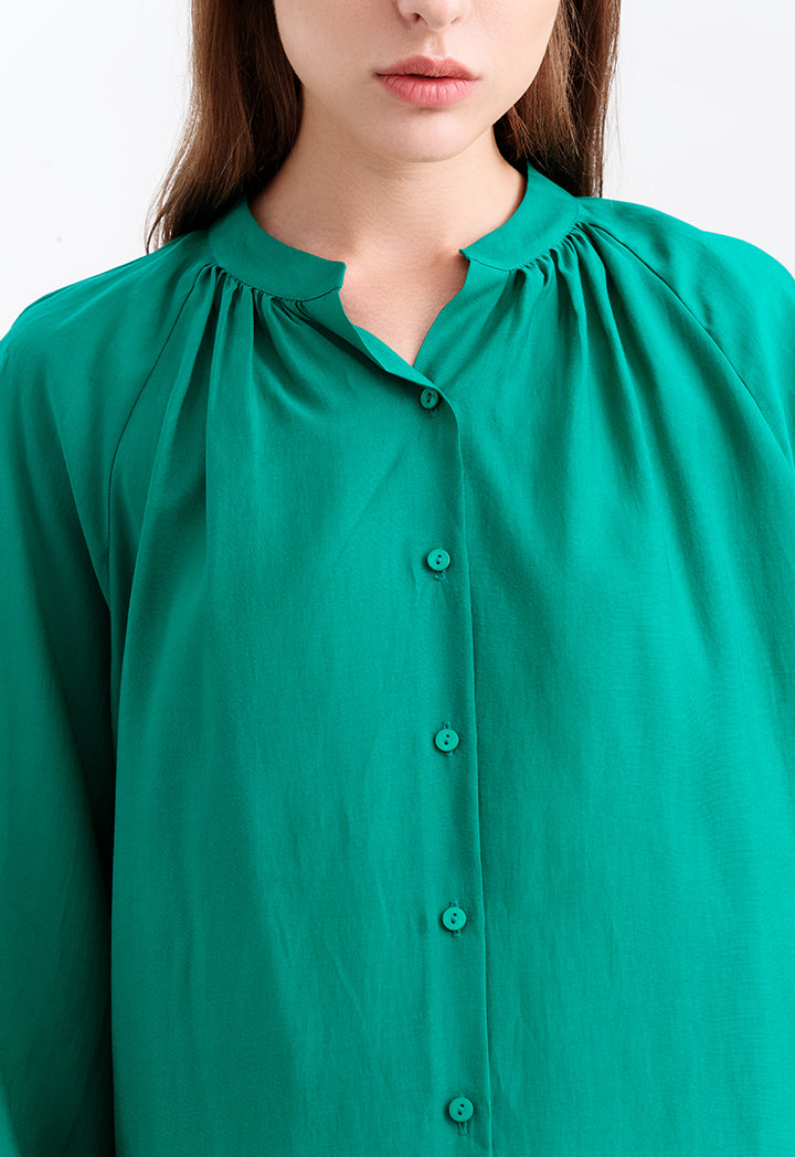 Choice Loose Fit Soft Solid Blouse Green