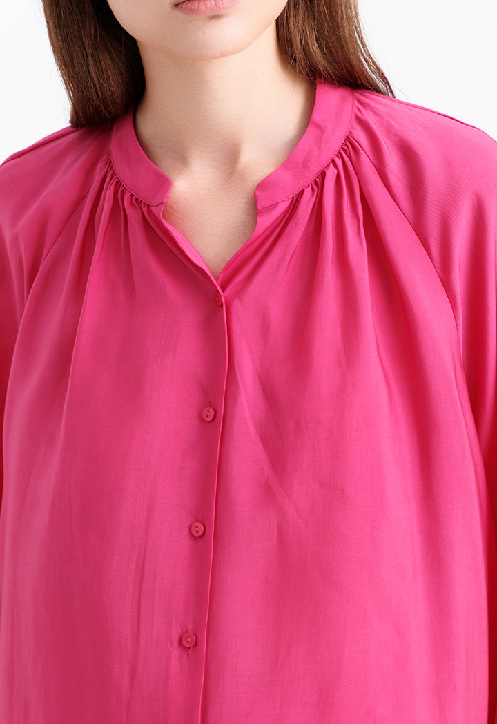Choice Loose Fit Soft Solid Blouse Magenta