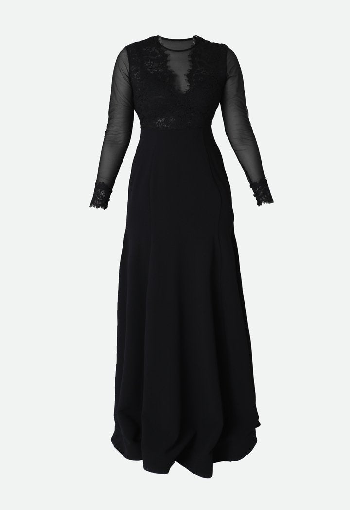 Choice Lace Trim Black Dress Black