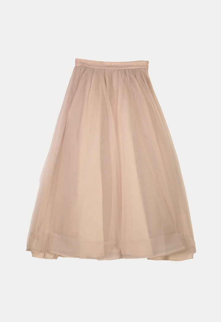Choice Solid Color Multi Layer Tulle Organza Skirt Beige