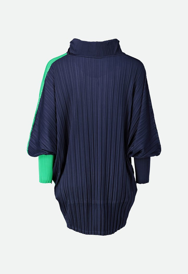Choice Electric Pleated Blouse Navy-Green