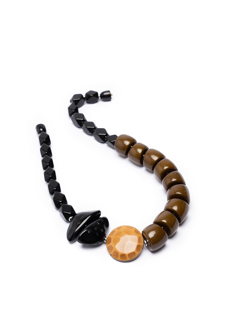 Choice Wooden Resin Multi Color Necklace Olive Green