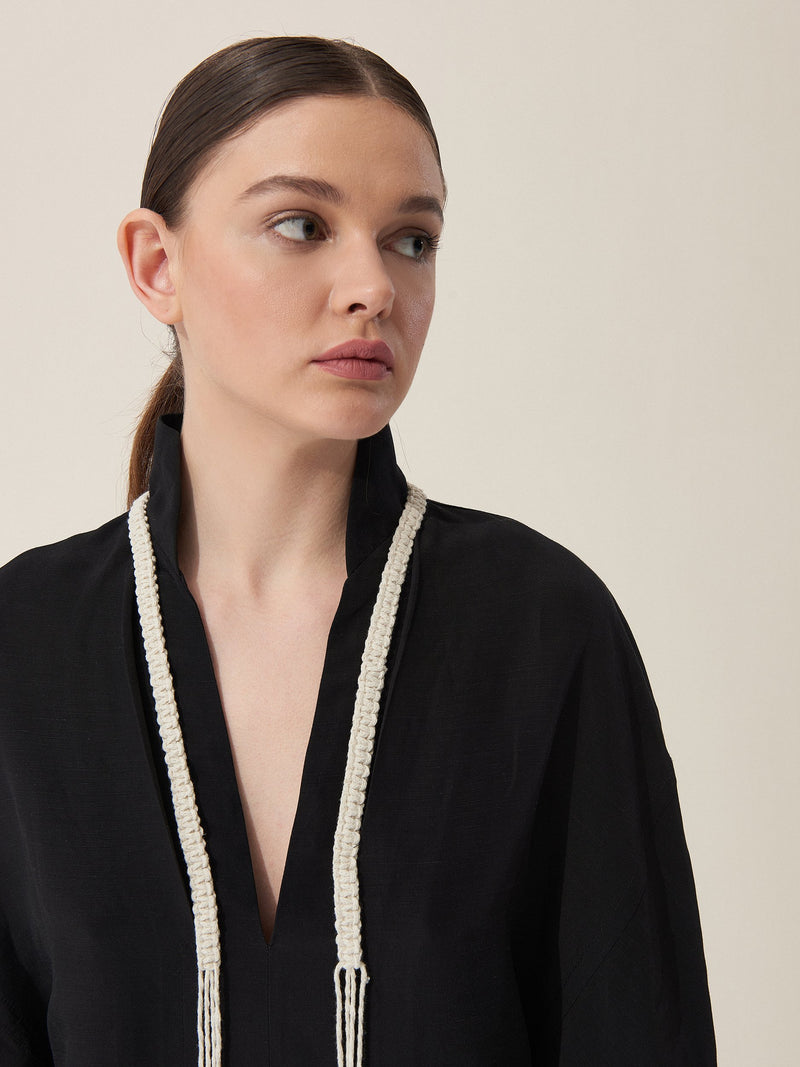 Baqa Rope Braided Detail Blouse Black