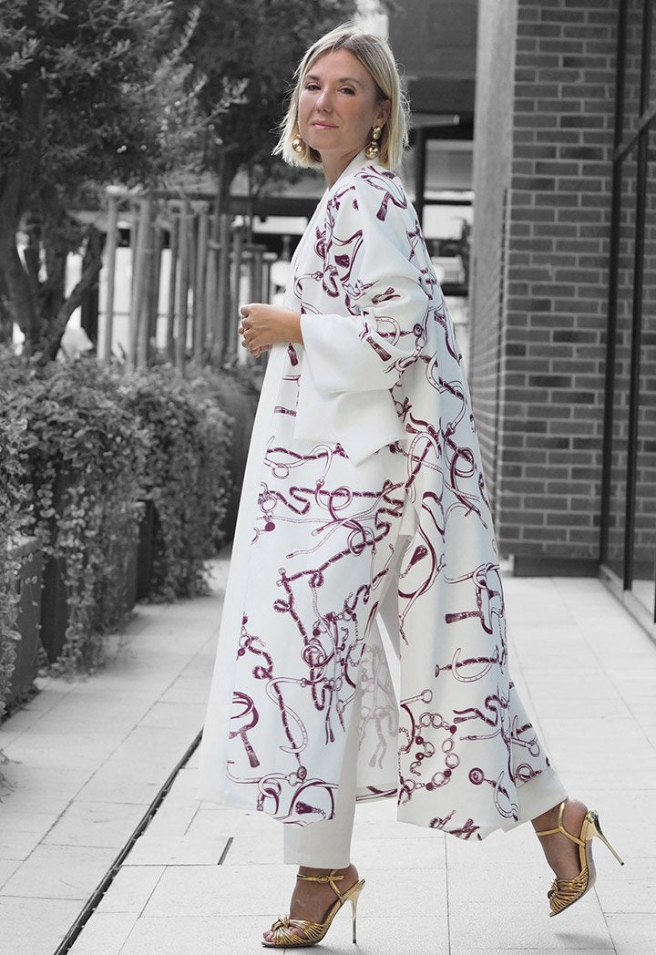 Choice Printed Maxi Outerwear White Litho