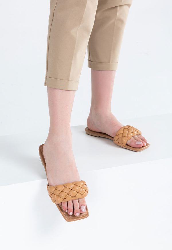 Choice Flat Padded Woven Sandals Nude