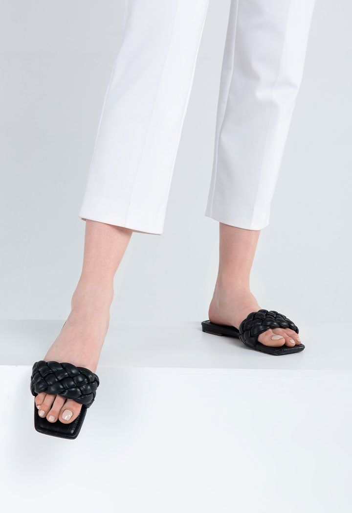 Choice Flat Padded Woven Sandals Black