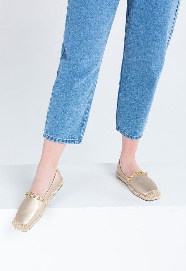 Choice Chain Link Top Strap Mule Espadrille  Gold