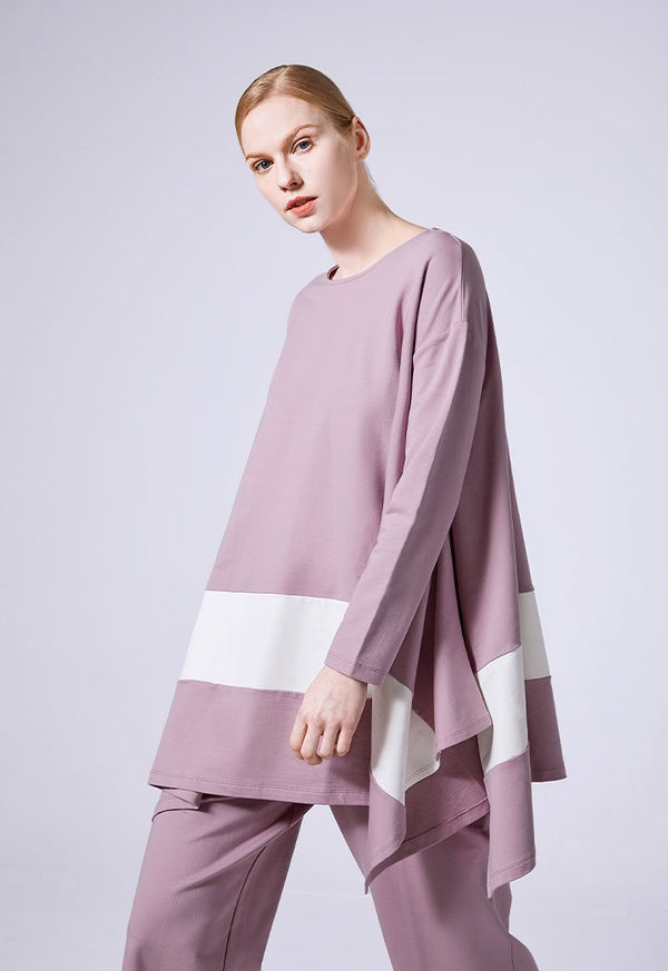 Choice Long Sleeve Blouse Light Lilac-Off White