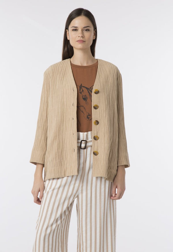 Choice Wrinkled V-Neck Outer Beige