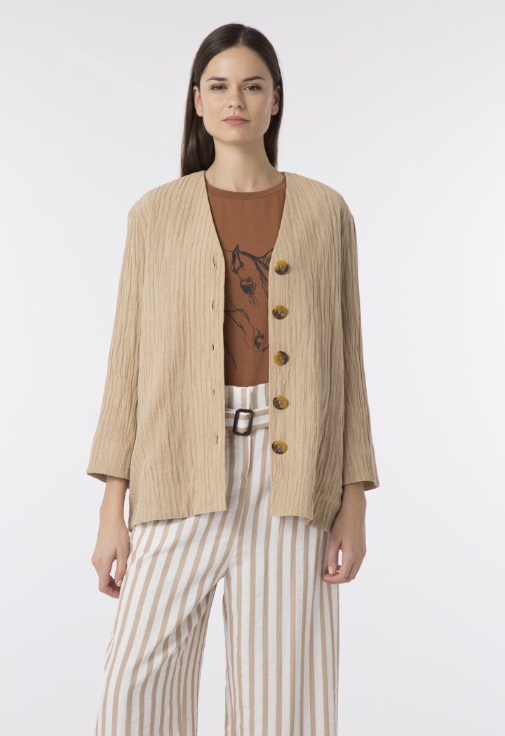 Choice Wrinkled V-Neck Outer Beige