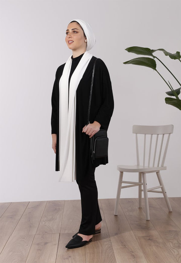 Choice Color Block Open Front Outerwear  Black