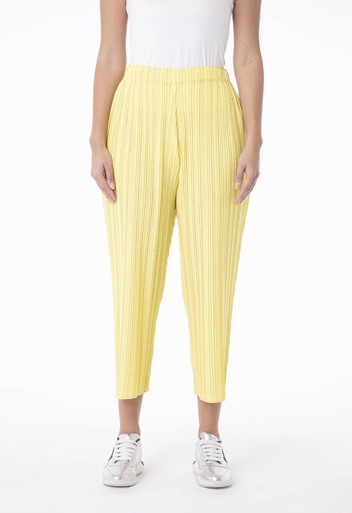 Choice Pleated Cropped Pants Yellow