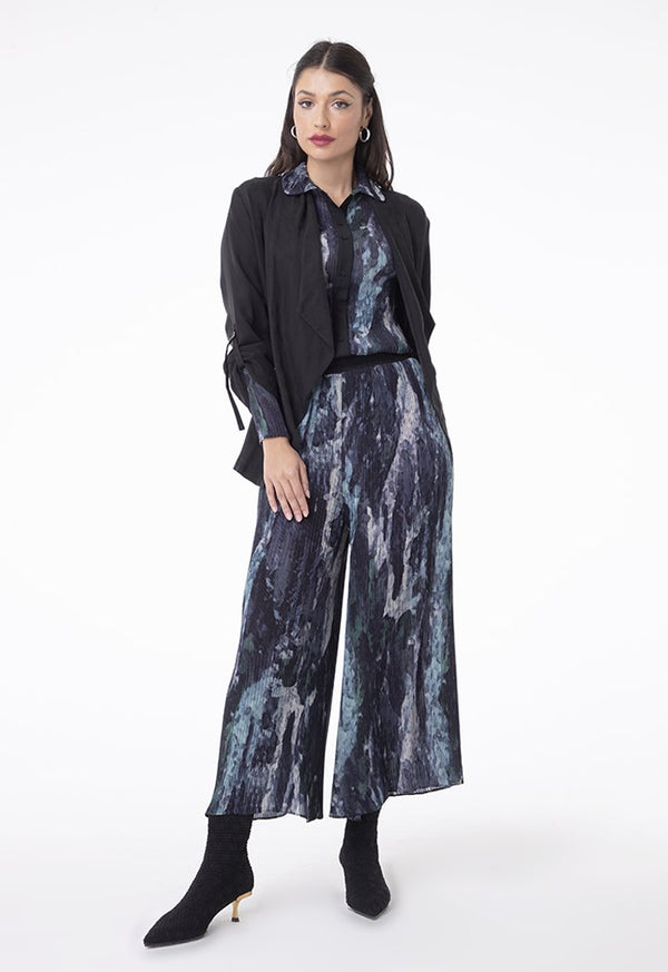 Choice Drawstring Waist Open Front Outerwear Black