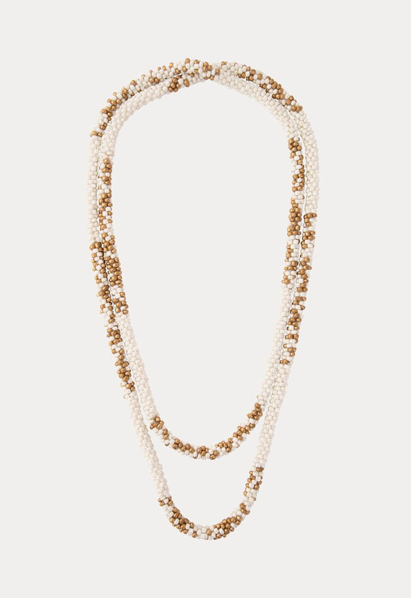 Choice Patterned Seed Bead Necklace White - Wardrobe Fashion