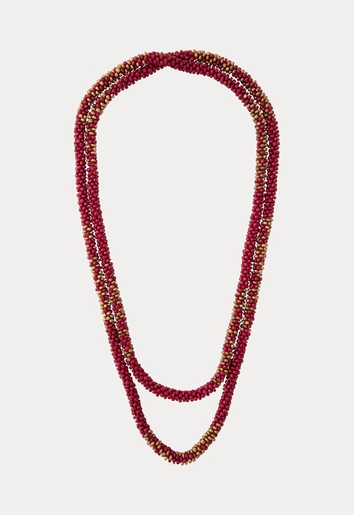 Choice Patterned Seed Bead Necklace Fuchsia - Wardrobe Fashion