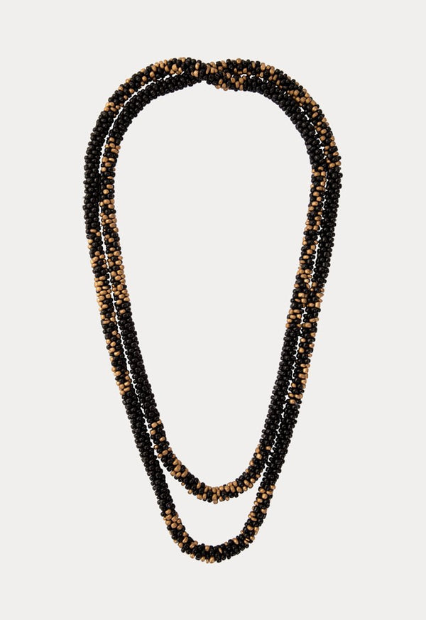 Choice Patterned Seed Bead Necklace Black - Wardrobe Fashion