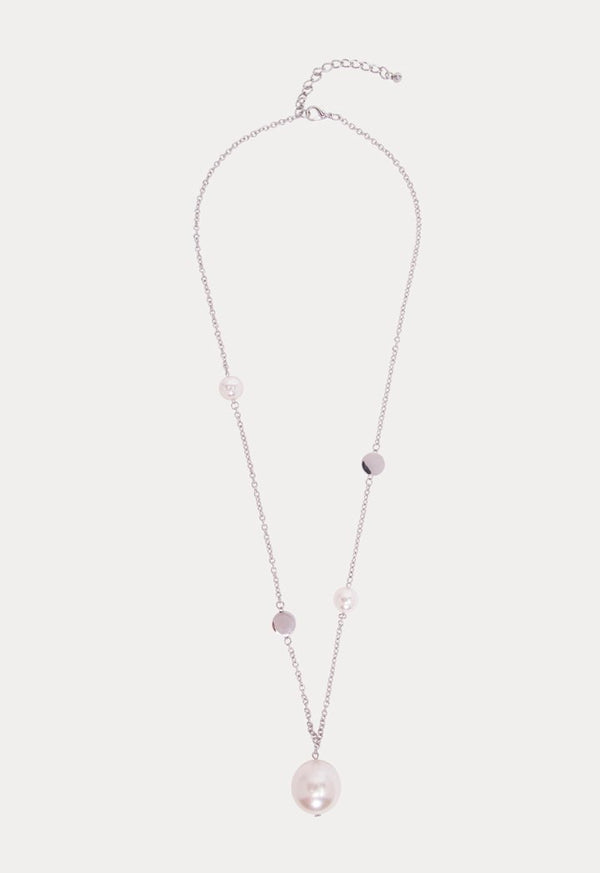 Choice Pearl Charm Chain Necklace Silver - Wardrobe Fashion