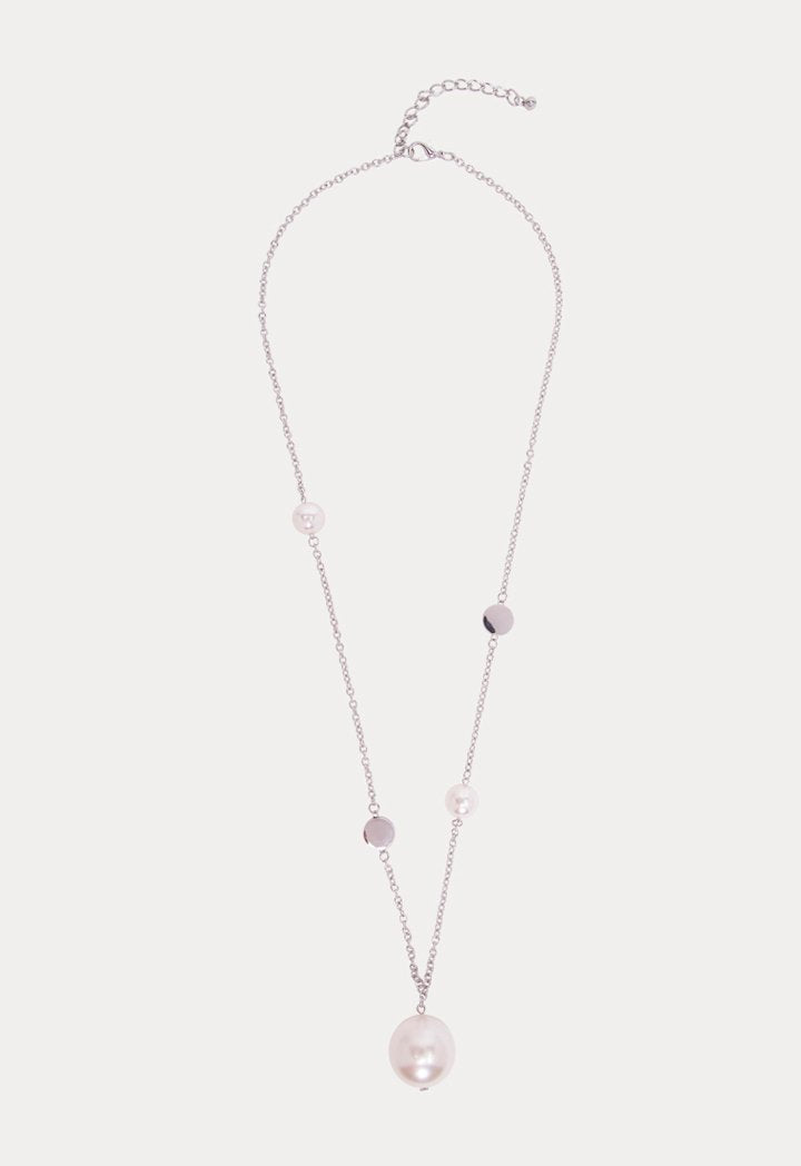 Choice Pearl Charm Chain Necklace Silver - Wardrobe Fashion